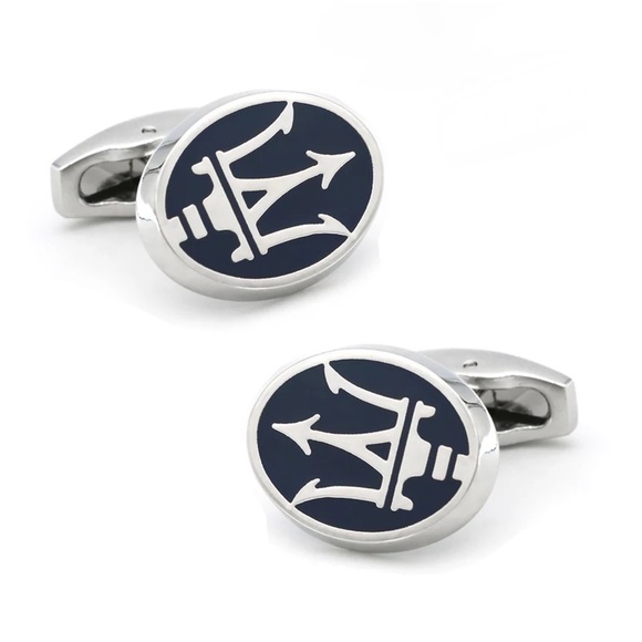 Black & Silver Maserati Logo Cufflinks - Picture 3 of 16